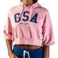 Γυναικεία Μπλούζα - GSA Glory Cropped Hoodie Ροζ - 37-28001