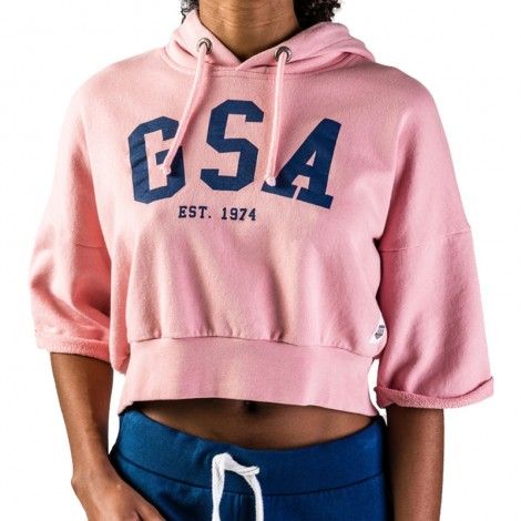 Γυναικεία Μπλούζα - GSA Glory Cropped Hoodie Ροζ - 37-28001