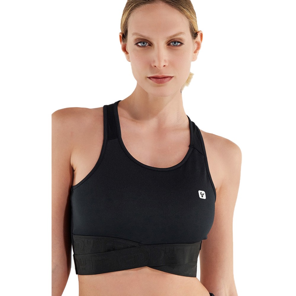 Freddy Black breathable sports bra with crossed underbands - S1WTBB3-N