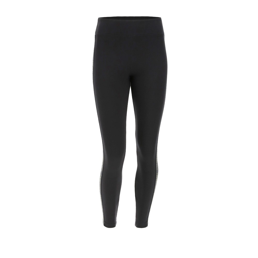 Freddy Ankle-length fleece leggings with lateral bands trimmed in gold lettering - F1WFTP4-N