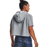 Under Armour Womens Project Rock Fleece Short Sleeve Hoodie Γκρι - 1371370-035