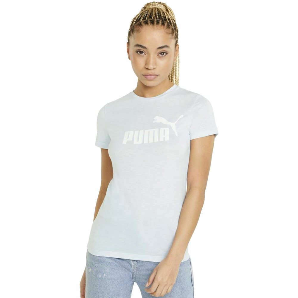 Puma ESS Logo Heather Tee Γυναικείο T-shirt Γαλάζιο με Στάμπα - 586876-83