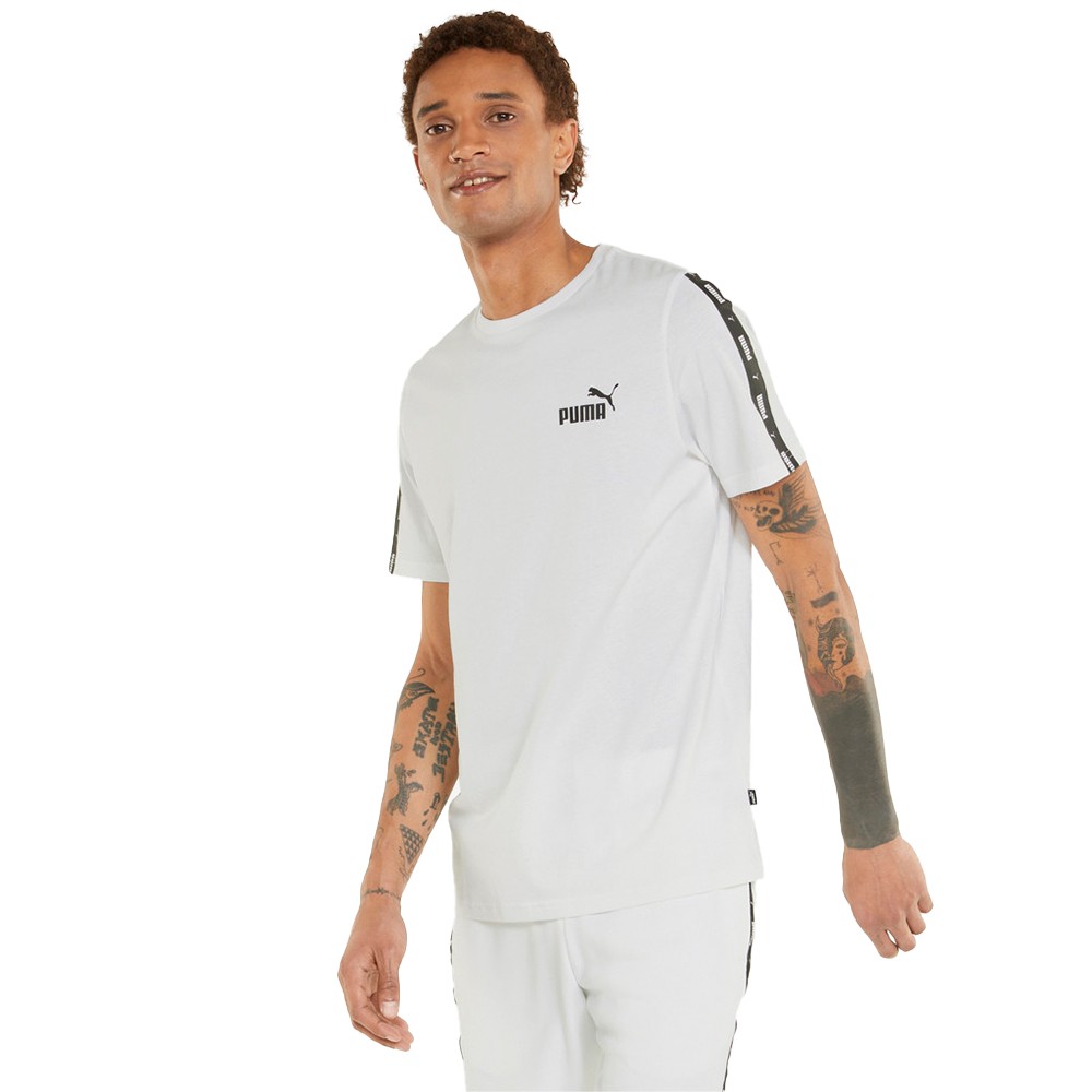 Puma Essentials+ Tape Men's Tee Ανδρικό T-shirt Λευκό Μονόχρωμο - 847382-02