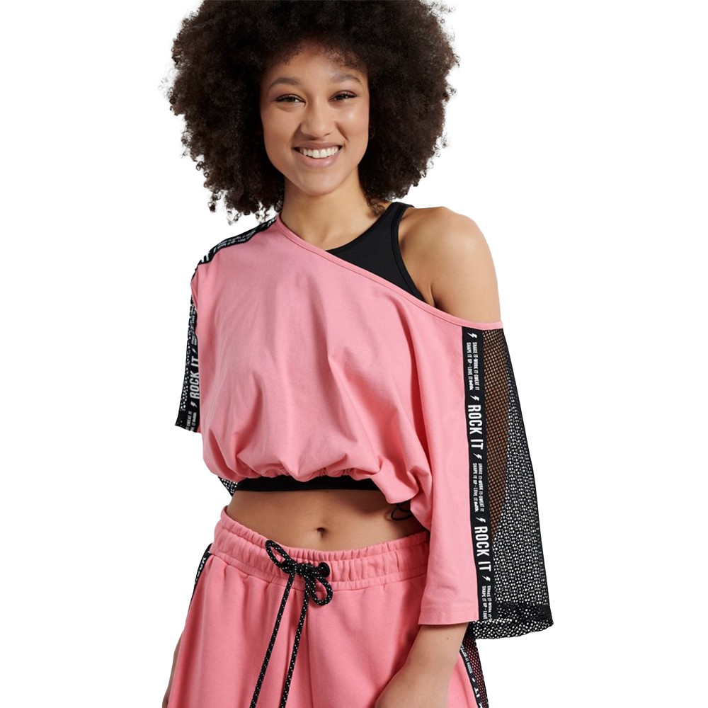 Bodytalk Γυναικεία κοντομάνικη cropped μπλούζα "Rockit" Ροζ - 1221-908620-00334