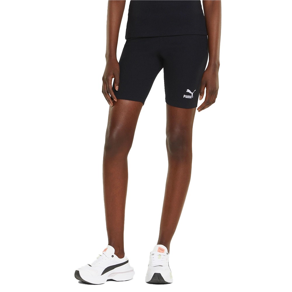 PUMA Classics Ribbed Womens Short Leggings Μαύρο - 533507-01