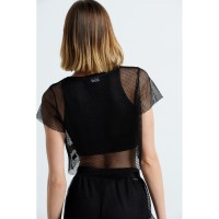 Bodytalk Γυναικεία Bdtk κοντομάνικη cropped μπλούζα με δίχτυ - 1221-904020-00100