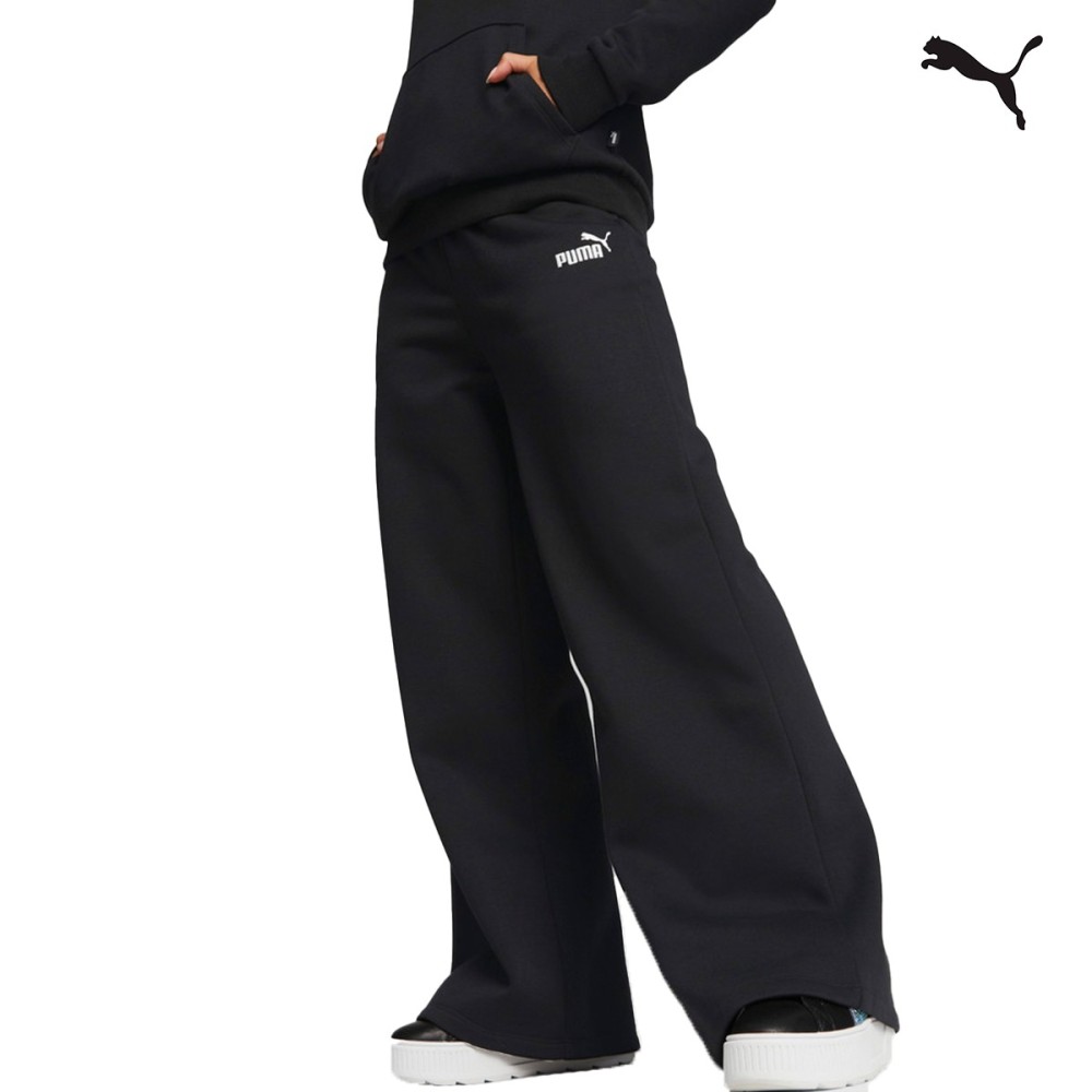 Puma ESS+ Embroidery Wide Pants Γυναικεία φόρμα παντελόνα μαύρη- 670006-01