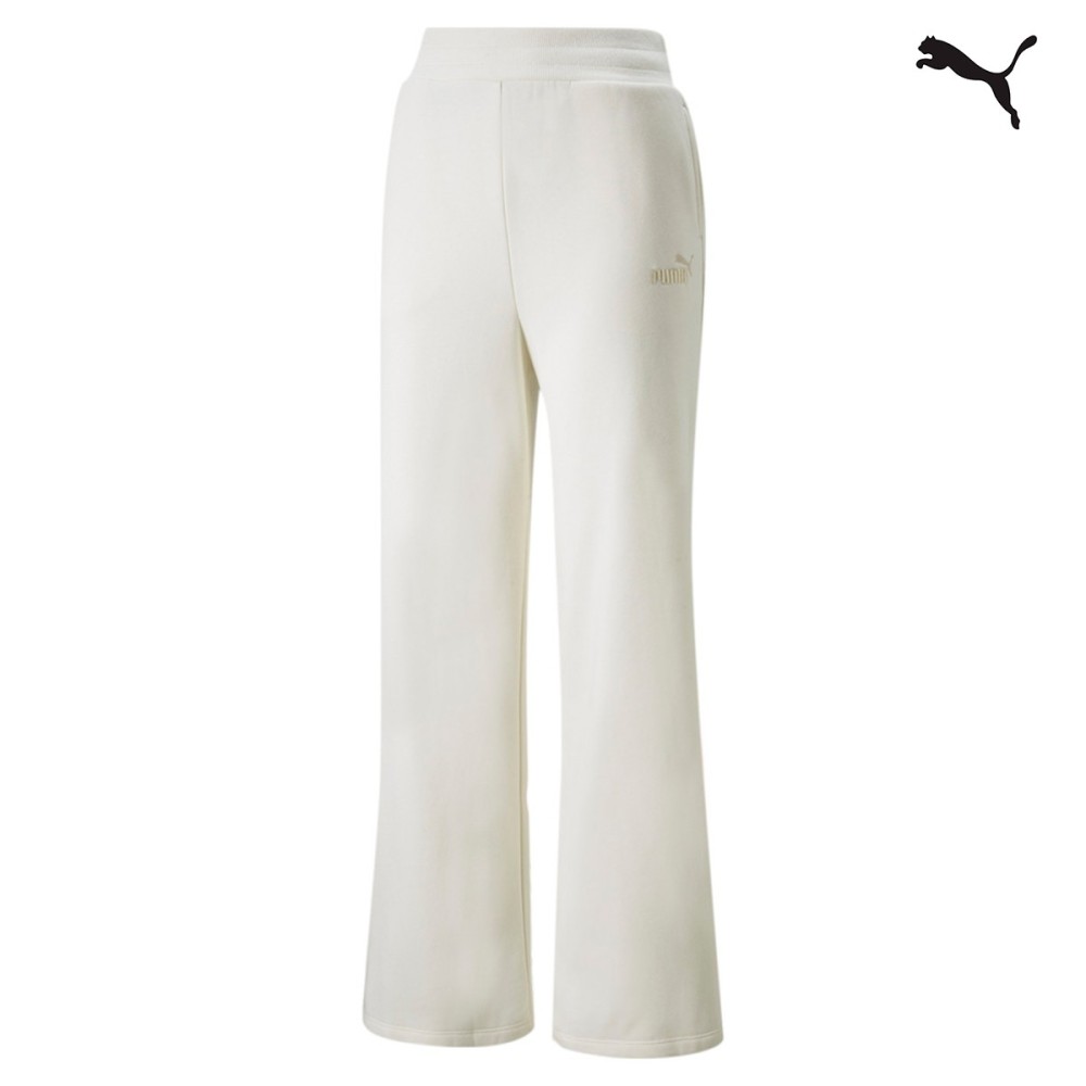 Puma ESS+ Embroidery Wide Pants Γυναικεία φόρμα παντελόνα εκρού - 670006-99