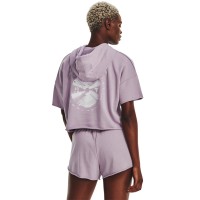 Under Armour Womens Project Rock Rival Terry Short Sleeve Hoodie Γυναικεία φούτερ με κουκούλα κοντομάνικη - 1376296-554