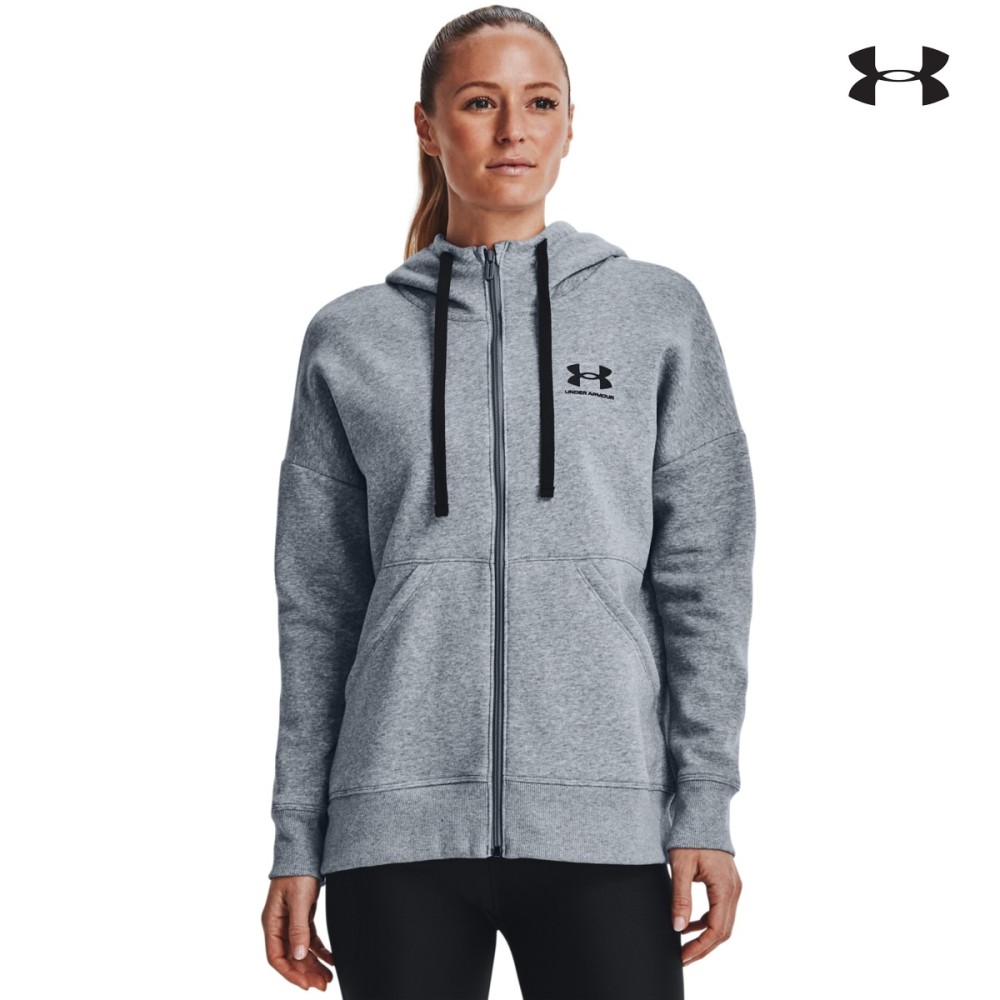 Under Armour Rival Fleece Fz Hoodie Γκρι Γυναικεία Ζακέτα με κουκούλα - 1356400-036