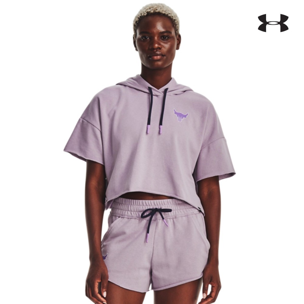 Under Armour Womens Project Rock Rival Terry Short Sleeve Hoodie Γυναικεία φούτερ με κουκούλα κοντομάνικη - 1376296-554