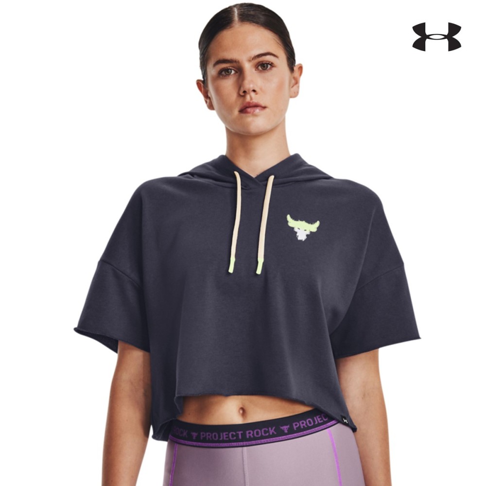 Under Armour Womens Project Rock Rival Terry Short Sleeve Hoodie Γυναικεία φούτερ με κουκούλα κοντομάνικη - 1376296-558