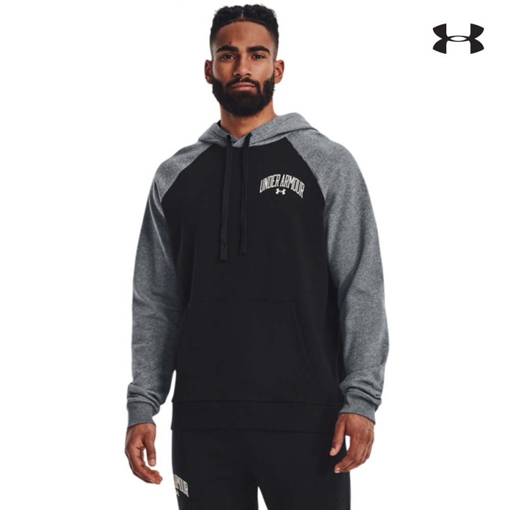 Under Armour Mens UA Rival Fleece Wordmark Colorblock Hoodie - 1373363-001