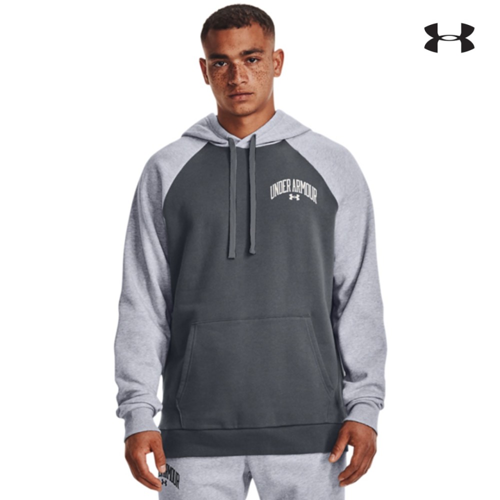 Under Armour Mens UA Rival Fleece Wordmark Colorblock Hoodie - 1373363-012