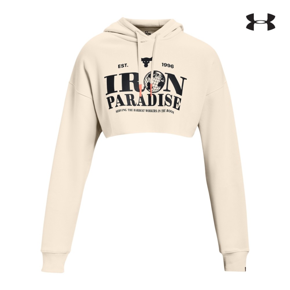 Under Armour Project Rock Hoodie Γυναικείο crop top φούτερ - 1373606-110