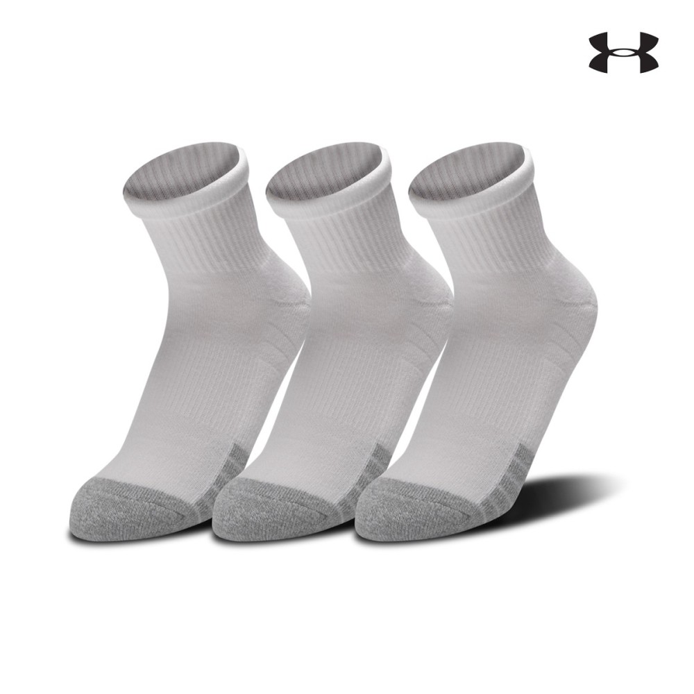 Under Armour Heatgear Quarter Αθλητικές Κάλτσες Λευκές 3 Ζεύγη - 1353262-100