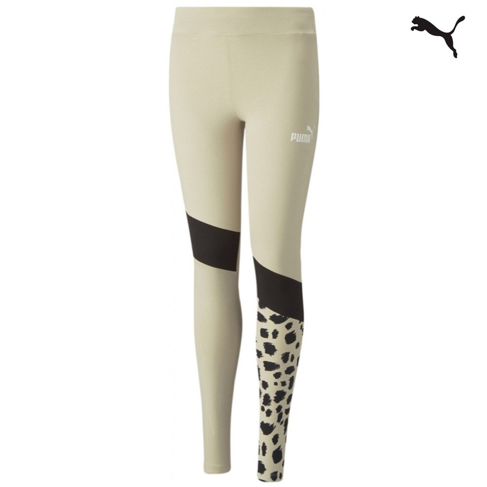 Puma Essentials+ Animal Block Leggings Youth Παιδικό Κολάν Αθλητικό Μακρύ Μπεζ - 539818-88