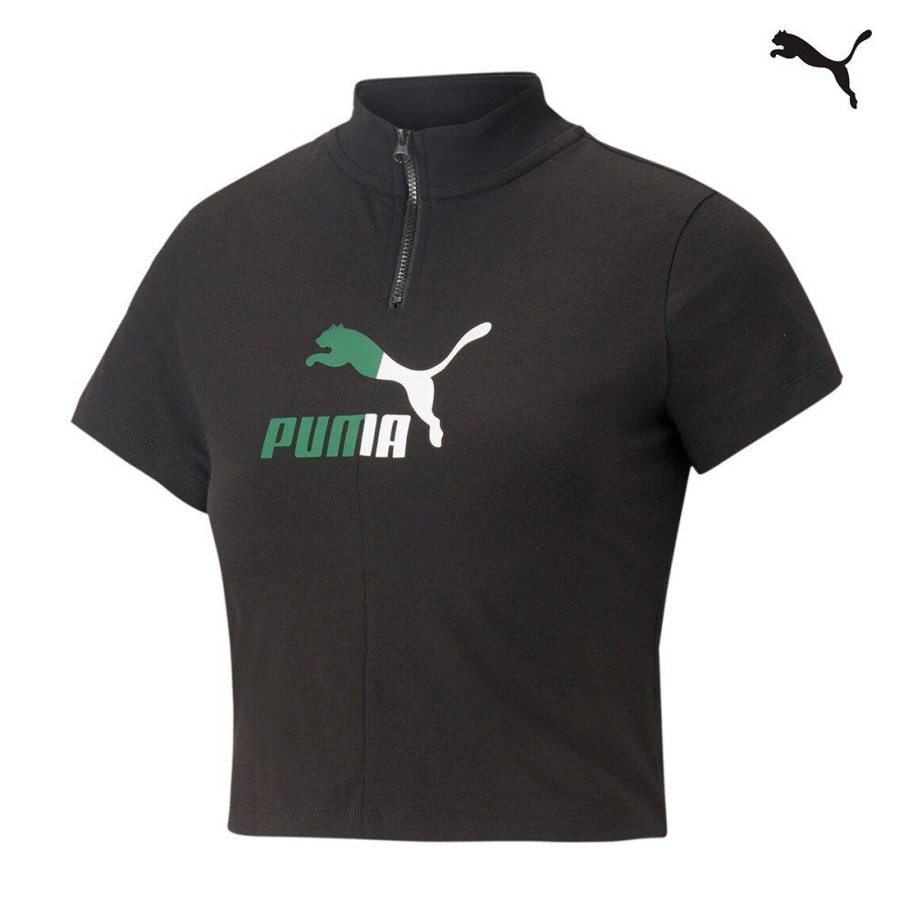 Puma Γυναικείο T-shirt Crop top Classics Quarter-Zip Tee Women - 620257-01