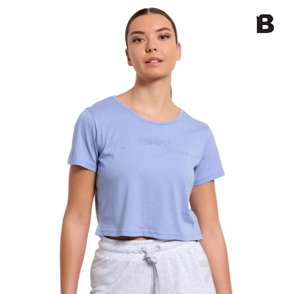 Bodytalk Γυναικεία cropped κοντομάνικη μπλούζα "SNAPS" - 1231-903620-00446
