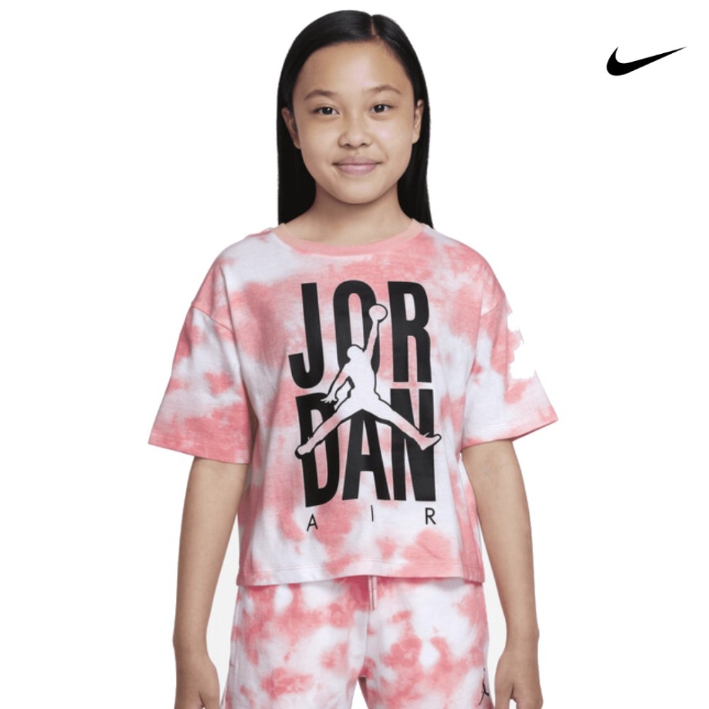 Nike Παιδικό T-shirt Jordan Air Jr Tie Dye Boxy Tee Pink - 45A764-N0Q