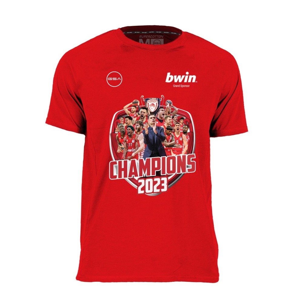 Greek Champ Limited Edition T-shirt Olympiacos B.C. Basket League 2022-23 - 17471238