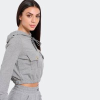 Bodytalk Γυναικεία Μπλούζα Φούτερ cropped top με κουκούλα `LUX` - 1232-902320-54680