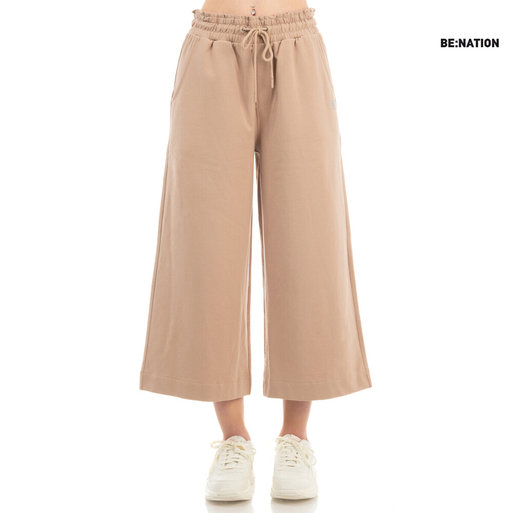 WOMEN CO/EL TERRY CROPPED WIDE LEG PANT
