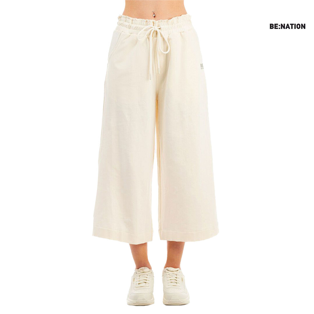 WOMEN CO/EL TERRY CROPPED WIDE LEG PANT