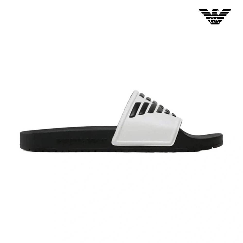 Emporio Armani Sliders White/Black/Black Παντόφλες Armani