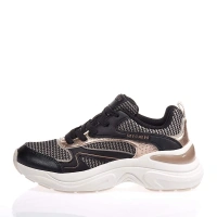Two Tone Mesh Metallic Overlay Lace Up Fashion Sneaker