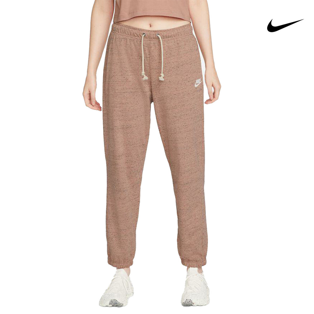 Nike Ψηλόμεσο Παντελόνι Γυναικείας Φόρμας με Λάστιχο Μπεζ