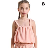 TERRY  STRIPES  MiniMe CROP TOP WITH STRAPS WAIST LONG